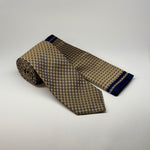 Milano Couture Gold/Navy Mini Floral Pattern Tie & Pocket Square Set