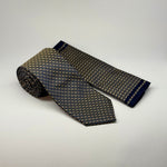 Milano Couture Navy/Gold Mini Floral Pattern Tie & Pocket Square Set