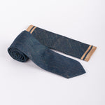 Milano Couture Navy/Gold Houndstooth Tie & Pocket Square Set