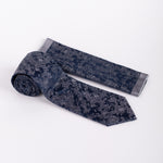 Milano Couture Navy/Grey Floral Tie & Pocket Square Set