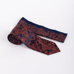 Milano Couture Navy/Orange Floral Tie & Pocket Square Set