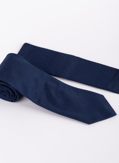 Milano Couture Navy Houndstooth Tie & Pocket Square Set