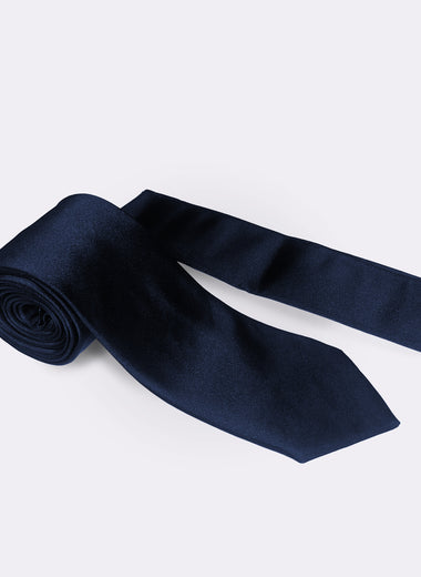 Milano Couture Navy Plain Tie & Pocket Square Set