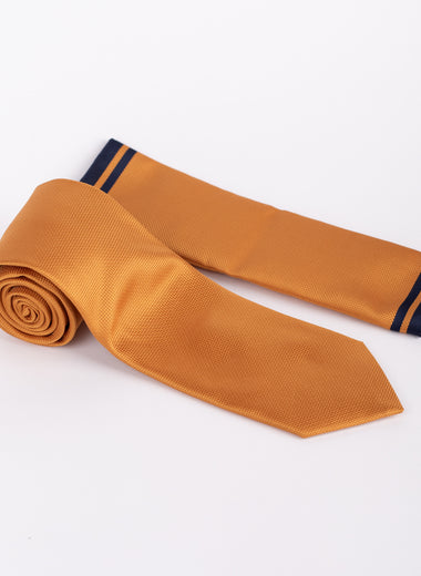 Milano Couture Orange Textured Tie & Pocket Square Set