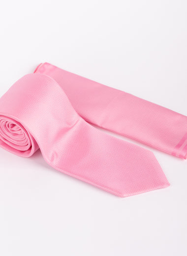 Milano Couture Pink Textured Tie & Pocket Square Set