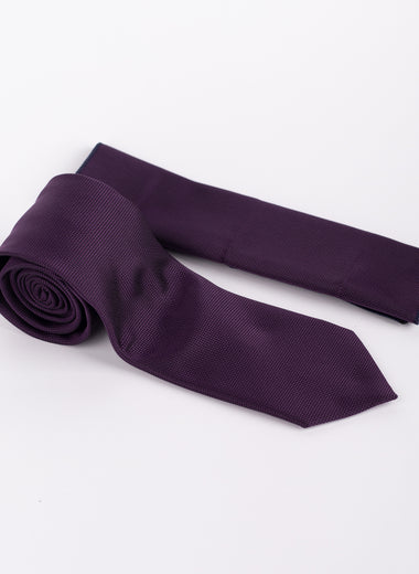 Milano Couture Purple Textured Tie & Pocket Square Set