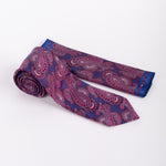 Milano Couture Purple/Blue Paisley Tie & Pocket Square Set