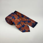 Milano Couture Orange Blue Paisley Tie & Pocket Square Set