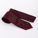 Milano Couture Red/Black Paisley Tie & Pocket Square Set