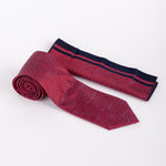 Milano Couture Red/Navy Houndstooth Tie & Pocket Square Set