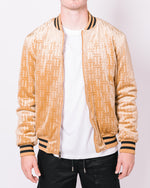 Camel Patterned Velour Bomber