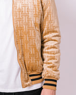 Camel Patterned Velour Bomber