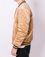 Camel Patterned Velour Bomber