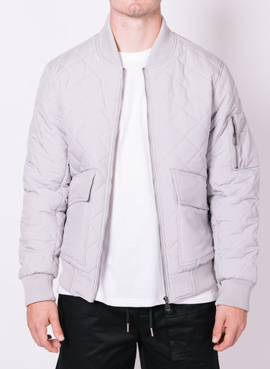 Grey Quilted Pocket Detail Jacket