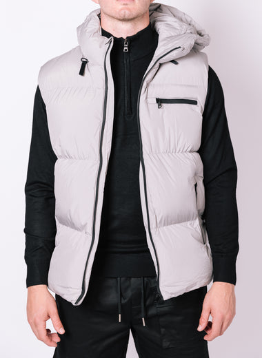 Grey Contrast Pocket Detail Hooded Gilet