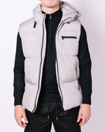 Grey Contrast Pocket Detail Hooded Gilet