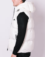 White Contrast Pocket Detail Hooded Gilet