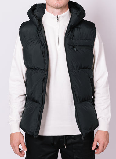 Black Pocket Detail Hooded Gilet