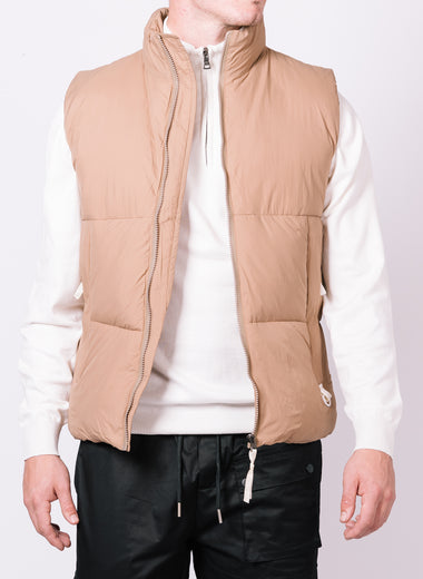 Camel Quilted Pocket Detail Gilet