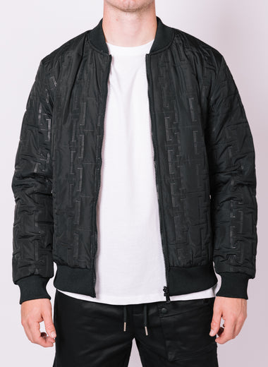 Black Patterned Reversible Bomber