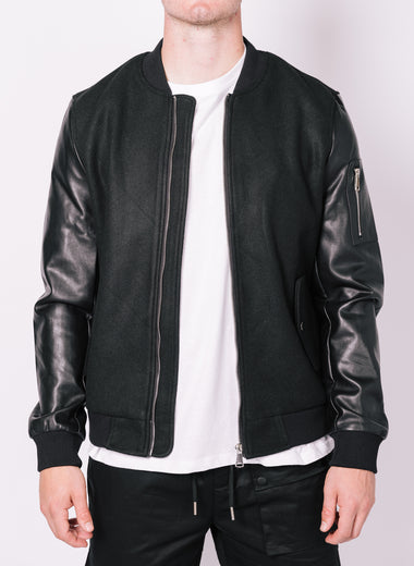 Black Contrast Bomber Jacket