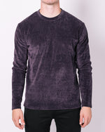 Navy Ribbed Knit Long Sleeve T-Shirt