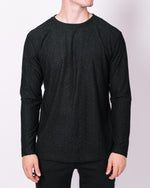 Black Basketweave Pattern Long Sleeve Tee