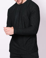 Black Basketweave Pattern Long Sleeve Tee