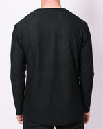 Black Basketweave Pattern Long Sleeve Tee