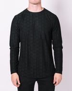 Black Patterned Long Sleeve Top