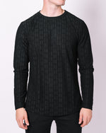 Black Patterned Long Sleeve Top