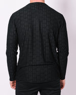 Black Patterned Long Sleeve Top