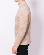 Beige Ribbed Mock Neck Sweater