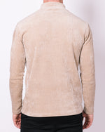 Beige Ribbed Mock Neck Sweater