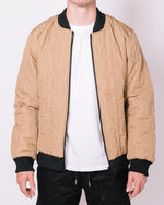 Beige Patterned Reversible Bomber