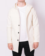 Cream Button Up Hooded Coat