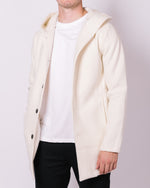 Cream Button Up Hooded Coat