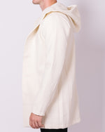 Cream Button Up Hooded Coat