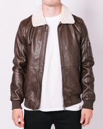 Brown Fur Collar Aviator Jacket