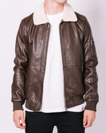 Brown Fur Collar Aviator Jacket