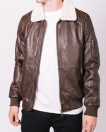 Brown Fur Collar Aviator Jacket