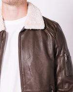 Brown Fur Collar Aviator Jacket