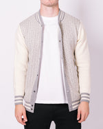 Grey & White Contrast Patterned Bomber