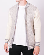 Grey & White Contrast Patterned Bomber