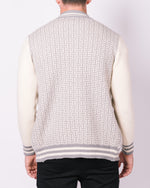 Grey & White Contrast Patterned Bomber