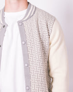 Grey & White Contrast Patterned Bomber