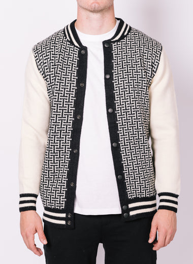 Black & White Contrast Patterned Bomber