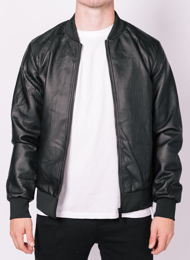 Black Maze Design Bomber Jacket