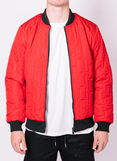 Red Patterned Reversible Bomber