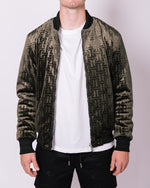 Khaki Patterned Velour Bomber